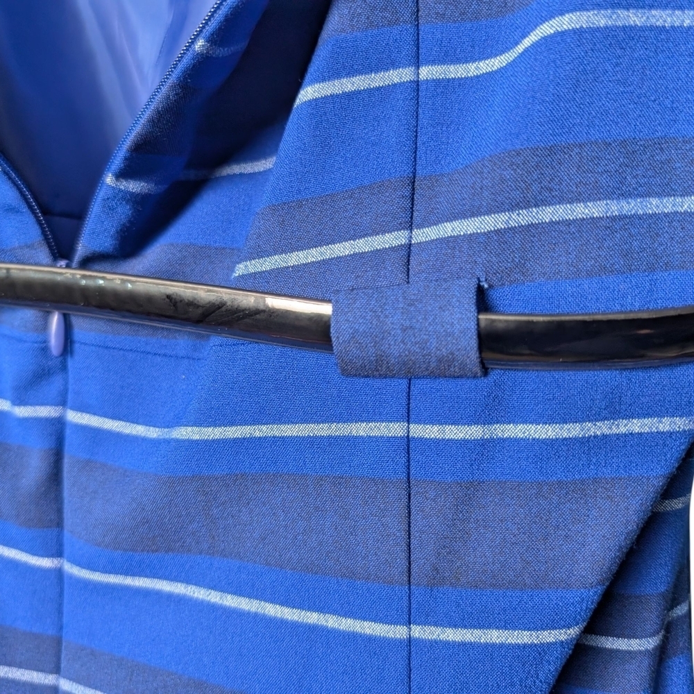 New Calvin Klein Blue White Striped Sleeveless Midi Dress Belt Business Class - Picture 8 of 11